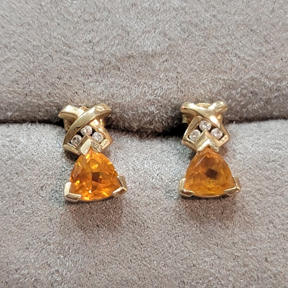 Zales 14K Gold  trillion-cut citrine Triangle Drop Earrings